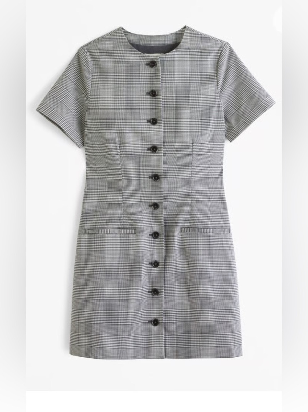Abercrombie & Fitch A&F Mara Short-Sleeve Vest Mini Dress Plaid Grey Gray Small